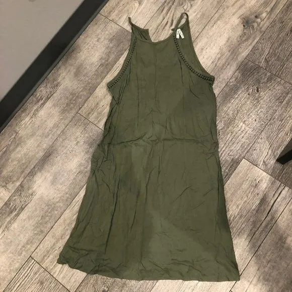 NWT Mudd Womens Small Tank Top Olive‎ Green Dress Midi Knee Length - Image 2