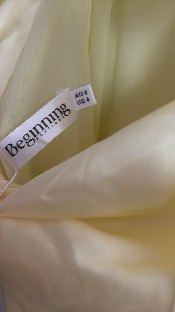 Beginning Boutique Dress Maxi Satin Yellow Formal - Image 4