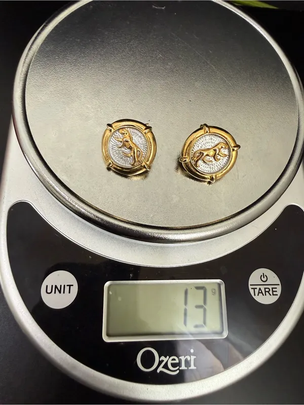 Vintage Two-tone Gold with Silver Jaguar Panther Statement Runway Earrings - Image 6