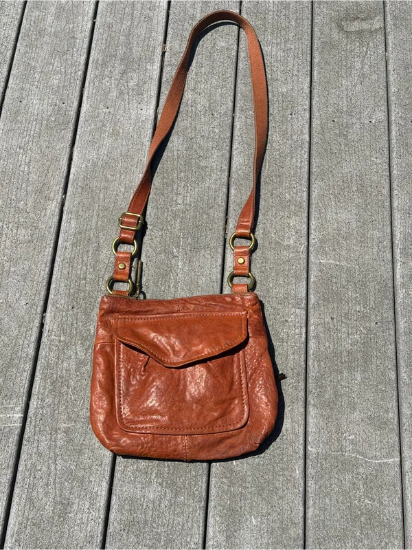Fossil Long Live Vintage 1954 Brown Leather Crossbody Bag Boho Purse - Image 5