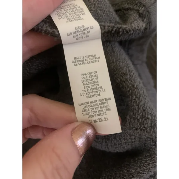 Aerie Gray Textured Pullover Top Long Sleeve Casual Lounge‎ XXS - Image 4