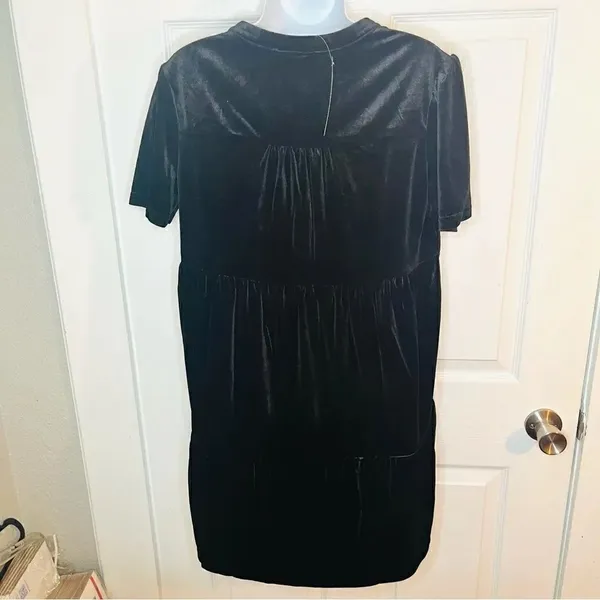 Modcloth Levels Of Levity Tiered Velvet Babydoll Dress Shift Black S NWT - Image 7