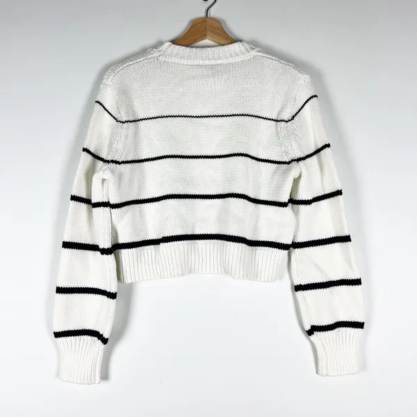 NEW Z Supply Milan Cotton Blend Knit Stretch Crew Neck Stripe Pullover Sweater S - Image 4