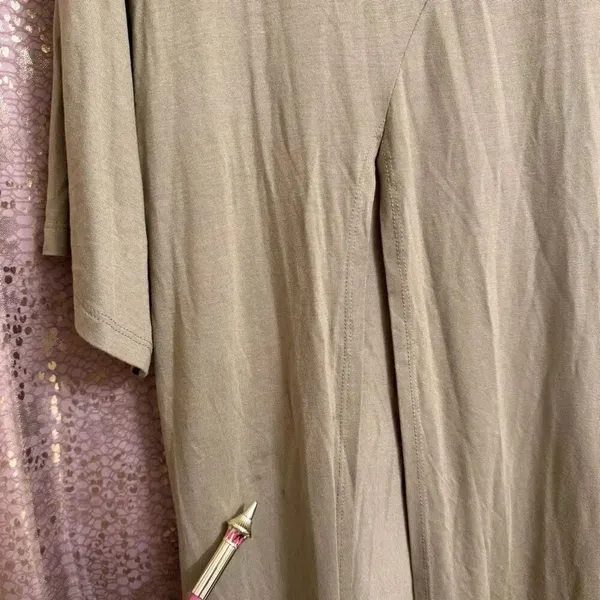 Free People Beach Olive Green Stretchy Long Slit Rayon Top Pants Set XS/S - Image 4