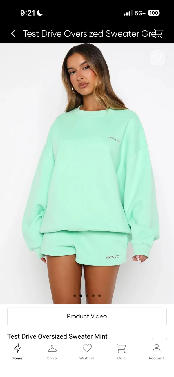 White fox mint green sweatshirt and sweat shorts set Size XXS/XS - Image 4