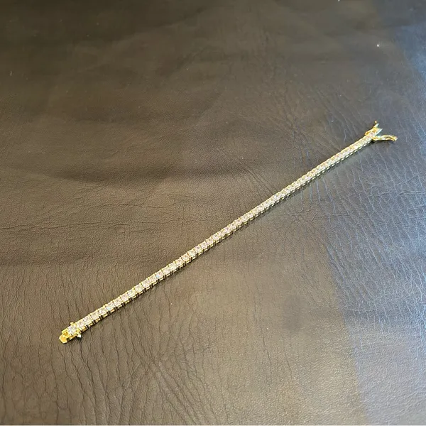 Moissanite Tennis Bracelet VVS1 3mm 7 Inches Gold Brand New - Image 3