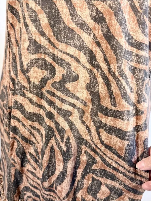 💥Anthropologie Daily Practice Tiger Zebra Ruffle Hem Tunic Mini Dress Sz S🧡 - Image 7
