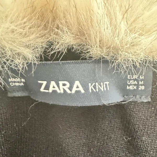 Zara Black Oversized Coat Faux Fur Collar Wool Blend Winter Coat Women M - Image 7