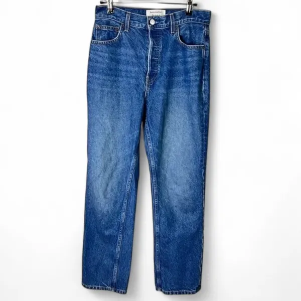 Reformation Hanna Mid Rise Jeans Blue Relaxed Straight 90s Vintage Fit Denim 26 - Image 3