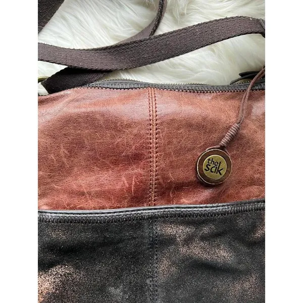 Stylish The Sak Leather Crossbody Bag - Brown and Bronze - Image 4