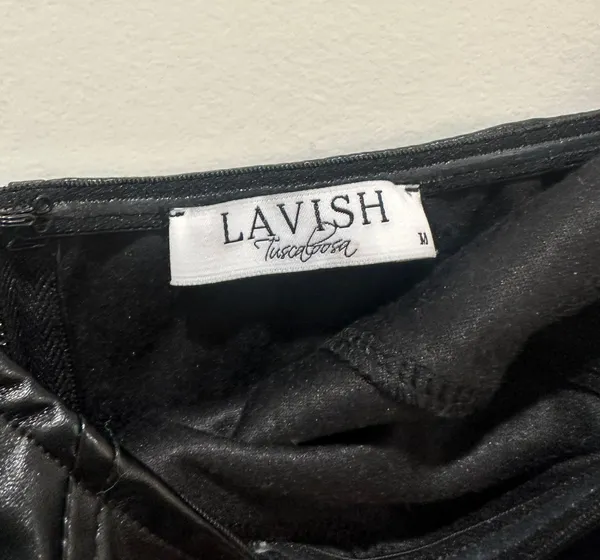 Leather Strapless Dress Size Medium Black - Image 3