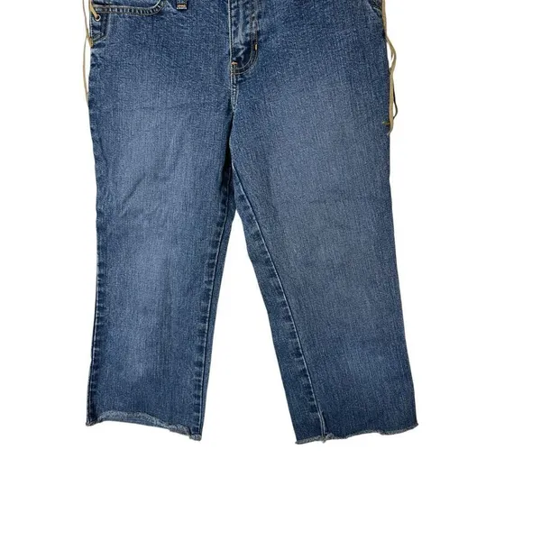 Vintage Abercrombie & Fitch‎ Y2K Lace Up Capri Jeans - Image 3