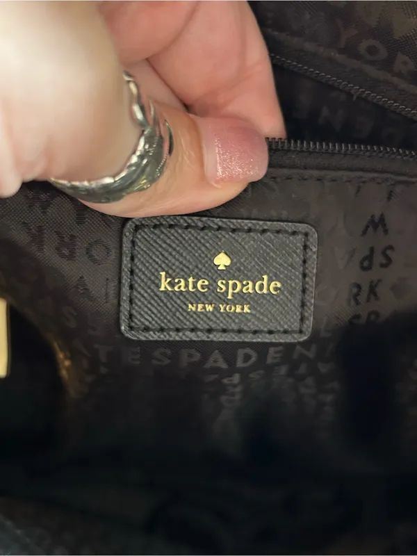 Kate Spade black mini nylon backpack gold hardware front pocket adjustable strap - Image 6