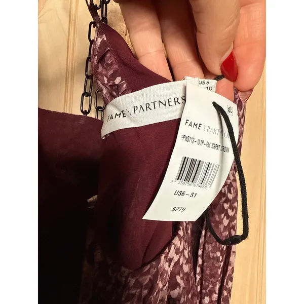 NWT Fame and Partners Pleated Printed Spaghetti Strap Evening Hi-Lo Dress Size 6 - Image 5