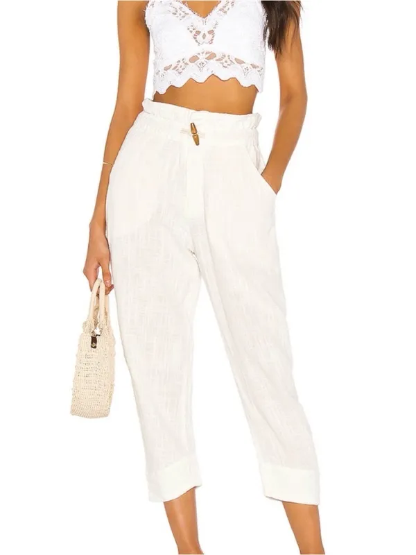 Free People Paradise Toggle Cropped White Pants, Size XS - Image 8