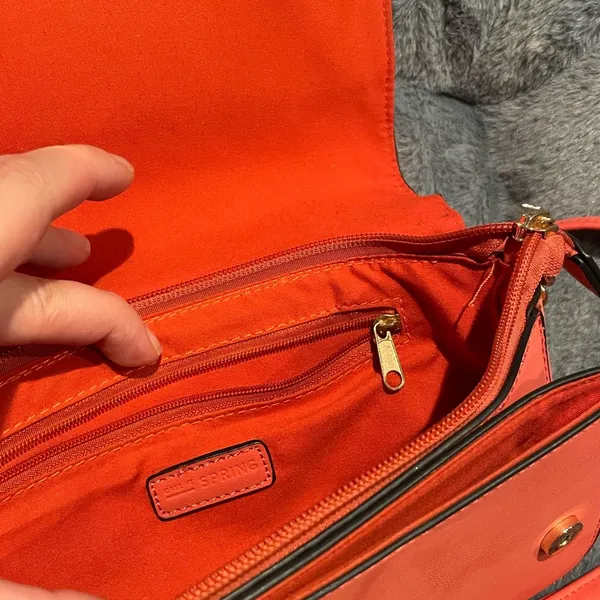 Call it spring Red and Gold Chain Suede CrossBody Clutch Purse - Image 4