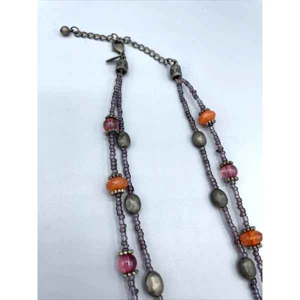 Laura Ashley Necklace Beaded Chocker Metal Silver Colored Boho‎ - Image 6