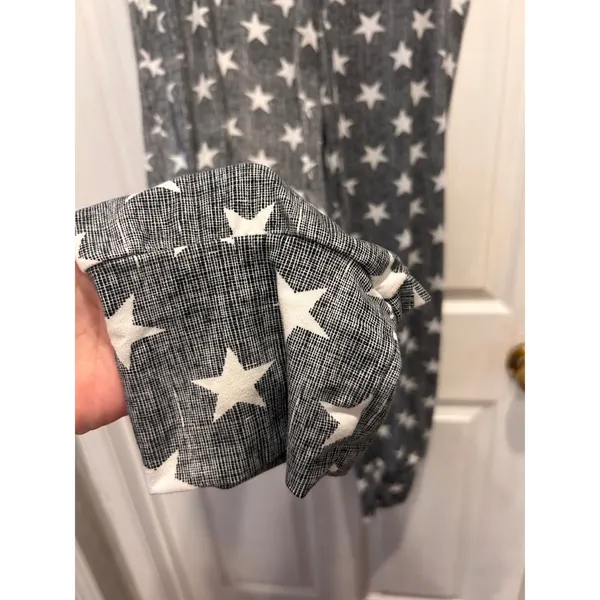 Cynthia Rowley Womens XL Star Print Pajama Set Black White Henley Joggers Lounge - Image 7