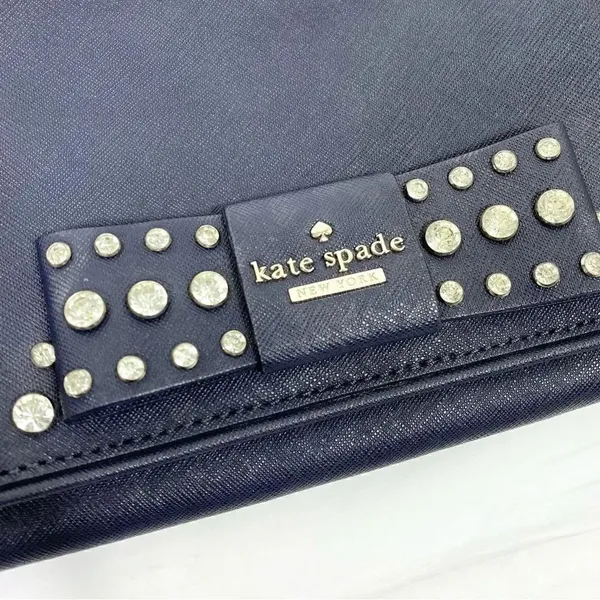 Kate Spade New York Eva Davies Mews Bow Offshore Navy Blue Clutch Purse - Image 5