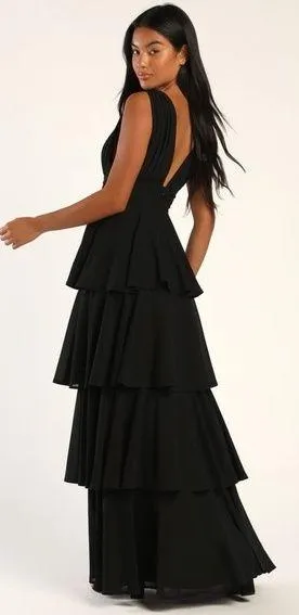 LULU’S Amazing Evening Black Tiered Maxi Dress - Image 2
