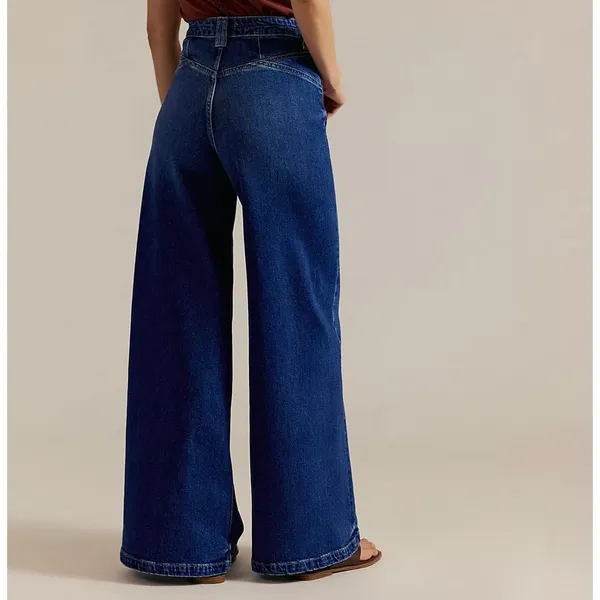 NEW Free People We The Free Blue Night Kellee High Rise Palazzo Wide Leg Jeans - Image 2
