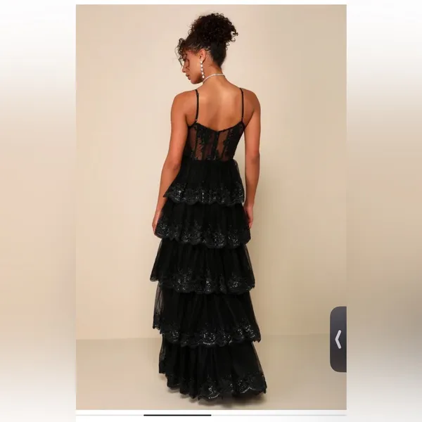 Lulu's Black Lace High-Low Dress - Image 2