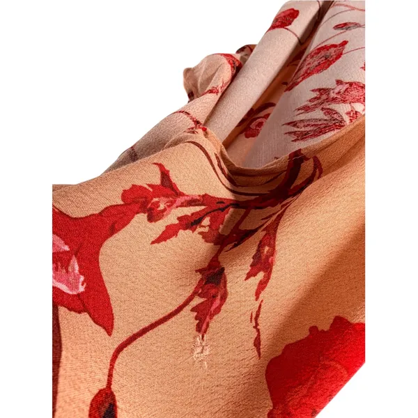 Johanna Ortiz x H&M Floral Wrap Maxi Dress Orange Red Poppy L Long Sleeve Ruffle - Image 6