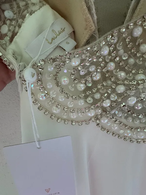 NWT Lulus Size 6 True Love White Beaded Rhinestone Maxi Dress Wedding Gown - Image 11