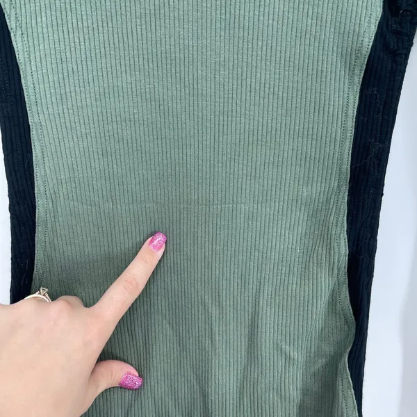Daily Practice Grewn Ribbed Contrast‎ Collar Ruched Bodycon Dress XS Athleisure - Image 7