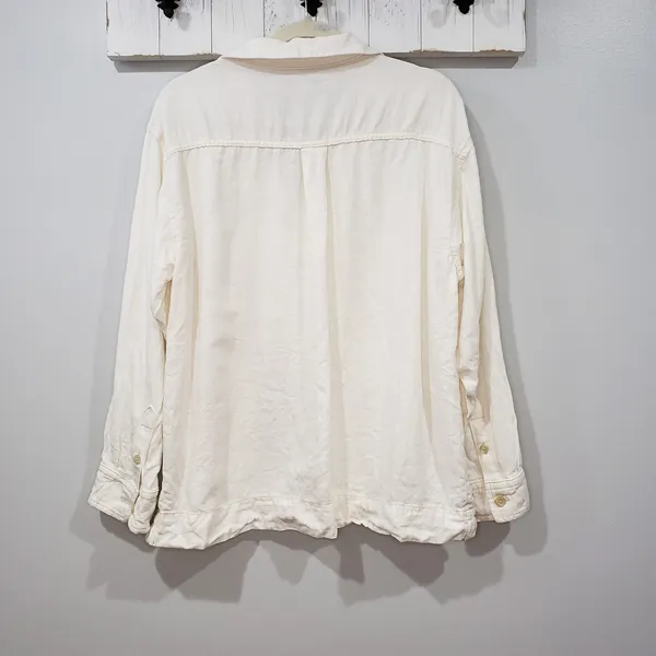 Faherty Sail Away Linen Denim Top Egret White Size S - Image 3