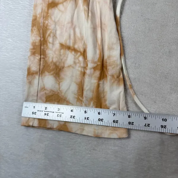 I.AM.GIA Tan White Tie Dye Ruched V-Waist Wide Leg Flare Pants XS - Image 6