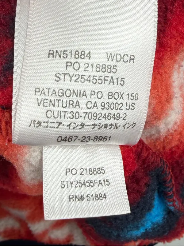 Patagonia Synchilla Snap T Fleece Womens L FA15 25455 Red Geometric Pullover - Image 8