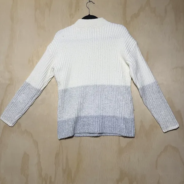 Talbots Sweater Womens Small Gray Colorblock 1/4‎ Zip Long Sleeves Ribbed - Image 7