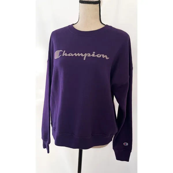 Champion Crewneck Sweatshirt | Purple Y2K Vintage | Size Large - Image 2