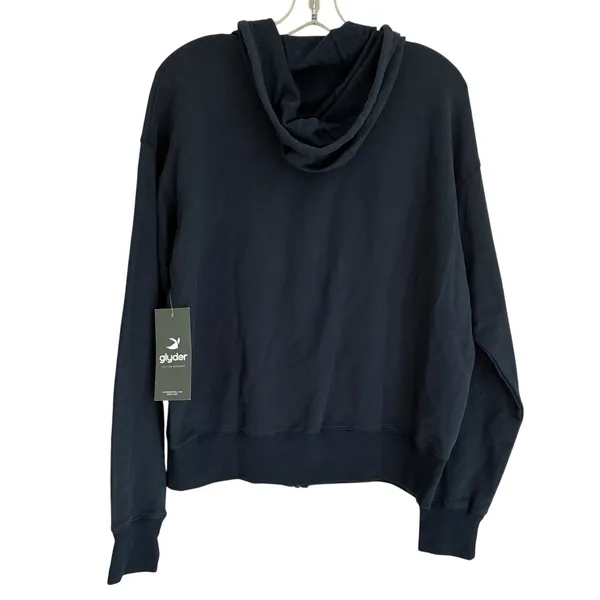 Glyder Vintage Oversized‎ Zip Up Hoodie Navy Blue Women Small NWT $88 PDP-6865 - Image 7