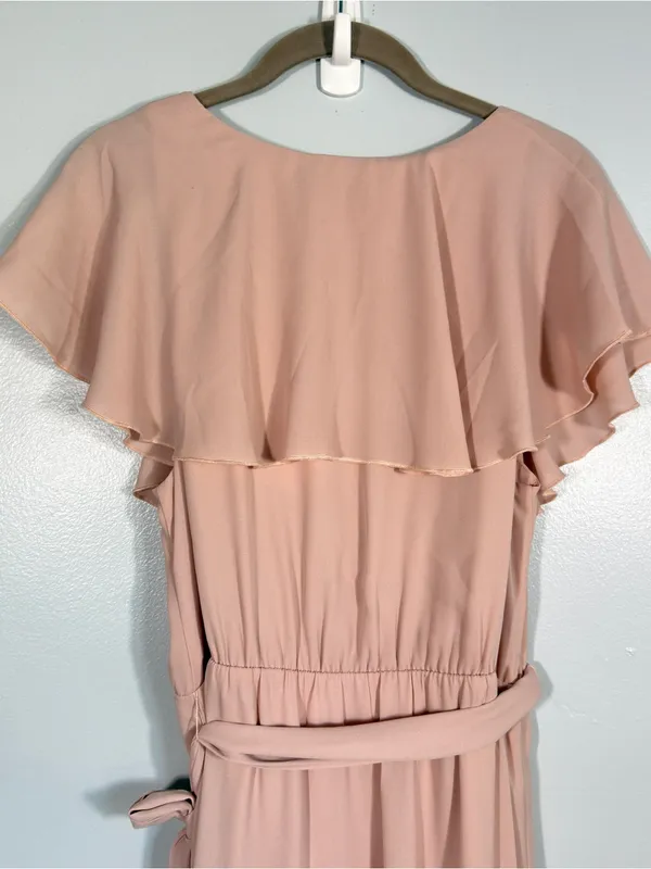 Show Me Your MuMu Jess Chiffon Midi Dress L Dusty Pink Wedding Guest Bridesmaid - Image 4