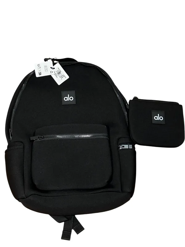 Alo Yoga Stow Backpack Black /Silver Neoprene Detachable Pouch NWT - Image 3