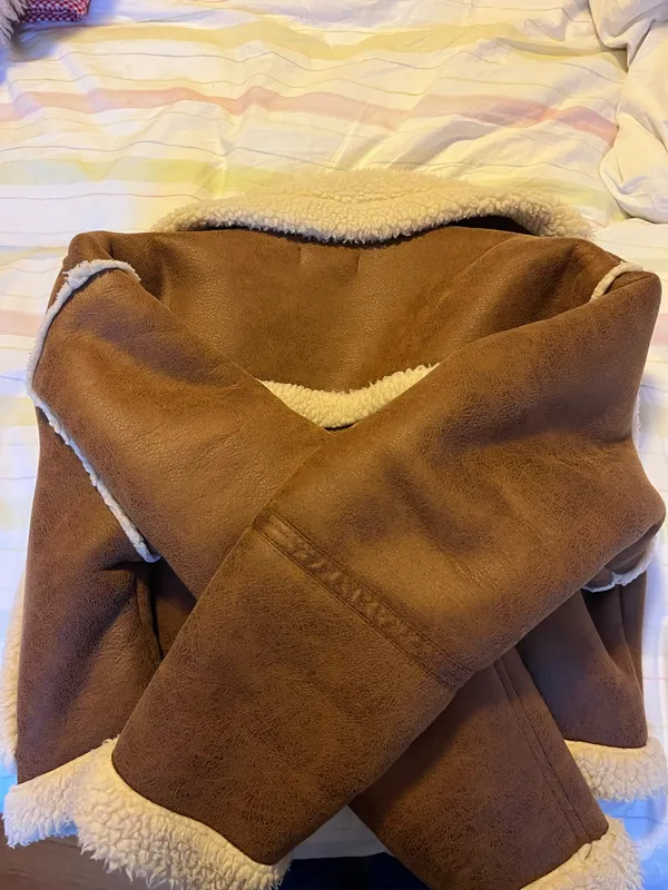 ASOS Faux Shearling Jacket Tan - Image 7