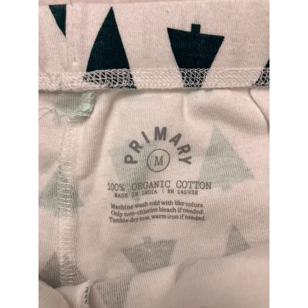 Primary‎ Pajama Pants Unisex Medium White Green Organic Cotton Tree Print - Image 2