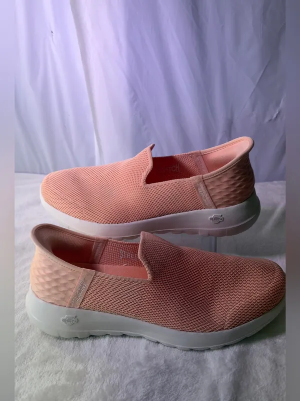Skechers Pink Mesh Slip-On Walking Sneakers - Image 3
