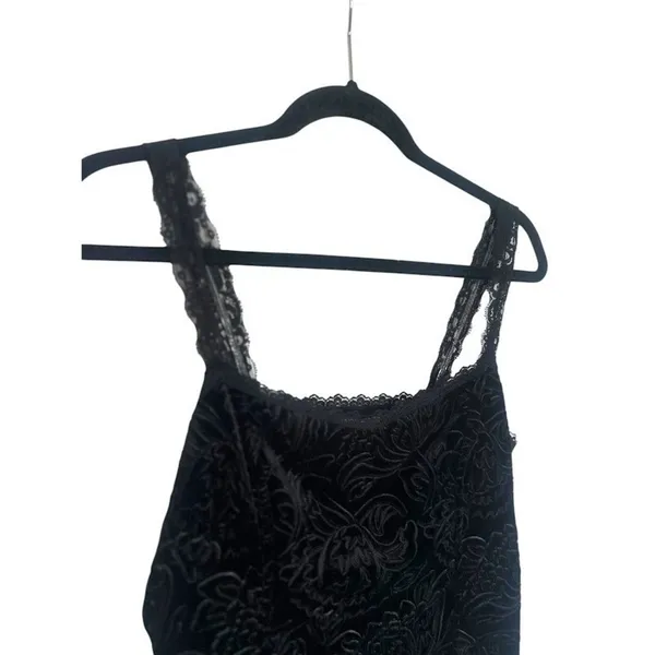 White‎ House Black Market WHBM Velvet Floral Tank Large Lace Whimsigoth Grunge - Image 2