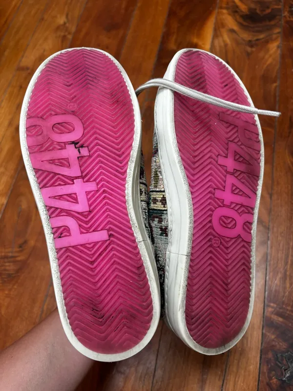 P448 Lila High Top Tapestry / Embroidered Sneakers 38 - Image 9