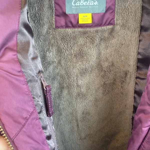 Cabelas Purple Zip Up Long Sleeve Down Filled Jacket M - Image 9