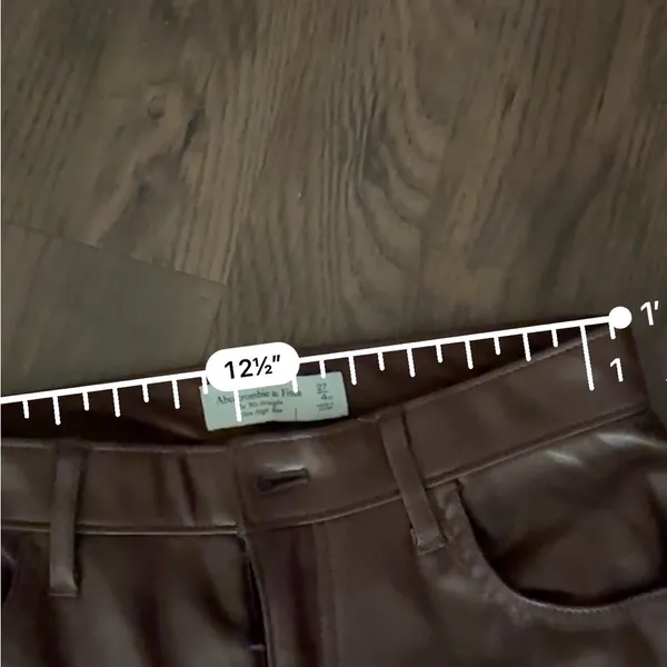 Abercrombie & fitch the 90s straight ultra high rise leather brown pants - Image 3