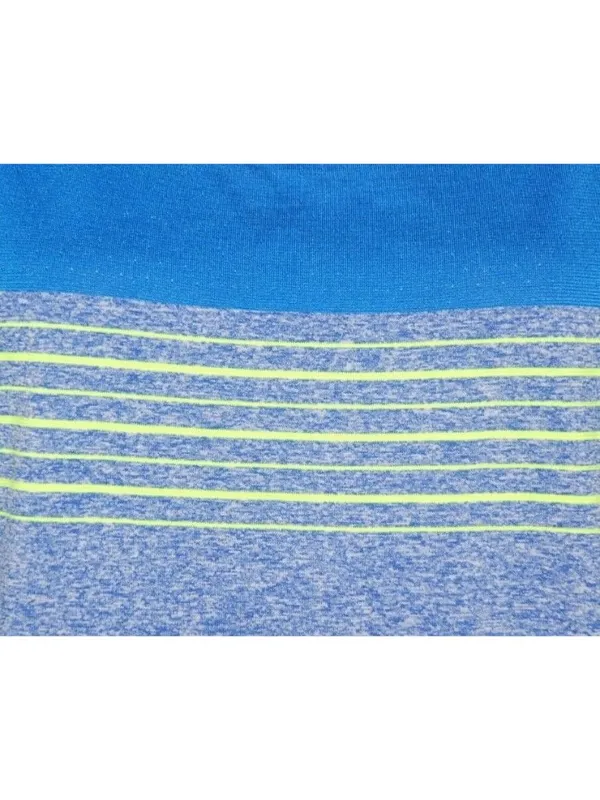 Nike Dri-FIT Womens Large Racerback Tank Top Blue Volt Green Striped Running - Image 5