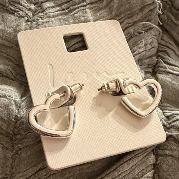 NEW Silver Heart Huggie Hoop Earrings - Image 3