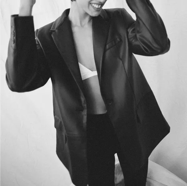 Zara faux leather menswear style blazer BLOGGERS FAVORITE!! - Image 9