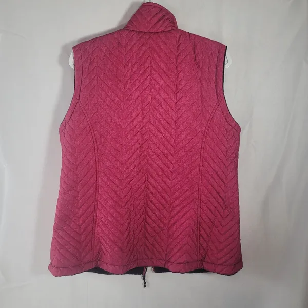 Free Country Reversible Quilted Puffer Vest Faux Fur Crimson Rose XL Gorpcore - Image 3