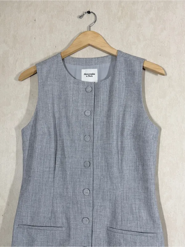 NWT Abercrombie & Fitch Women’s Mara High-Neck Vest Mini Dress Heather Grey S - Image 3