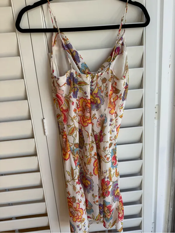 RunAway White Floral Slip Dress with Multicolor Print - Image 5